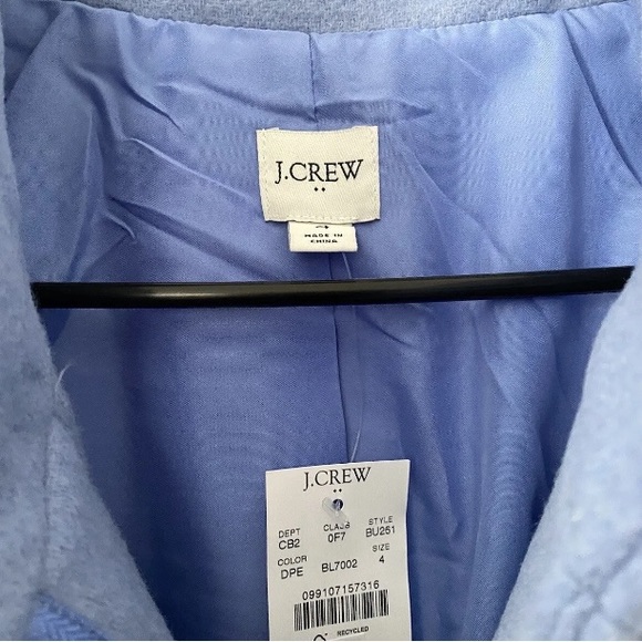 $298 J.Crew Factory Womens Button Neck Dusty Periwinkle Blue City Coat Sz 4 New - Picture 7 of 11